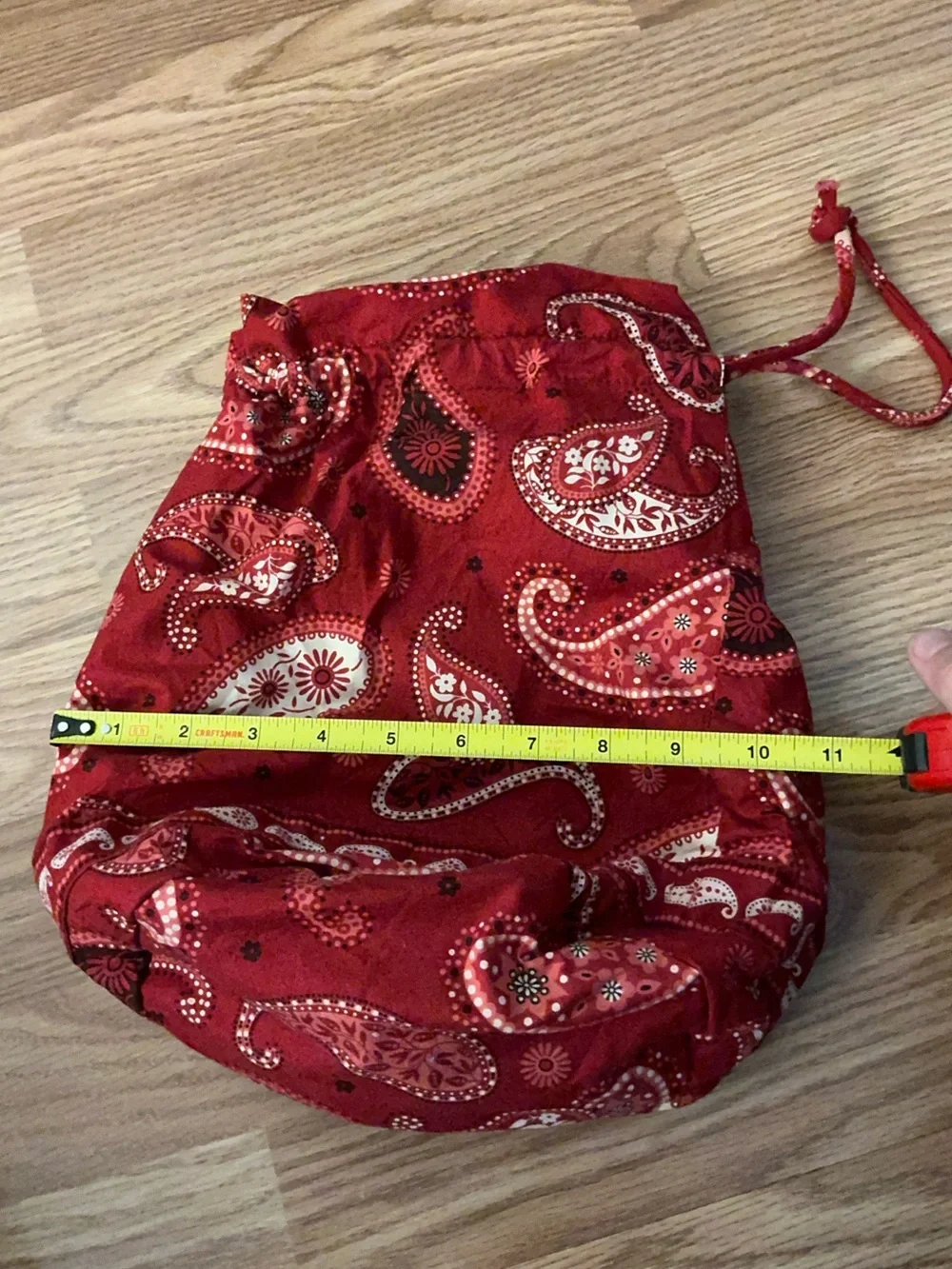 Vera Bradley Retired Print Red Paisley Drawstring Pouch Bag